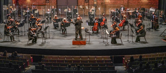 Fort Worth Symphony with mask and distance