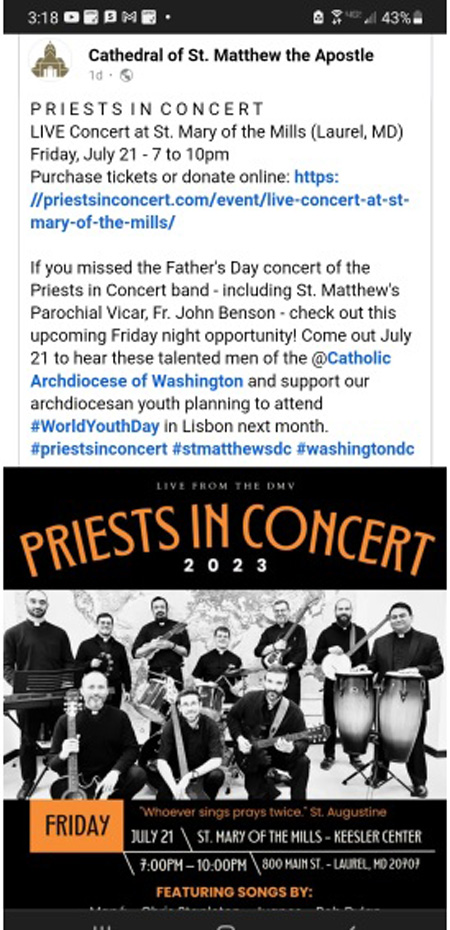 Ad for priests in concert night