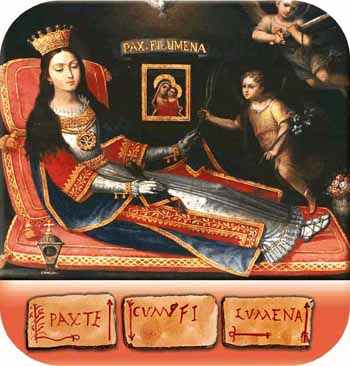 Snta Filomena recibe las palmas de los angeles